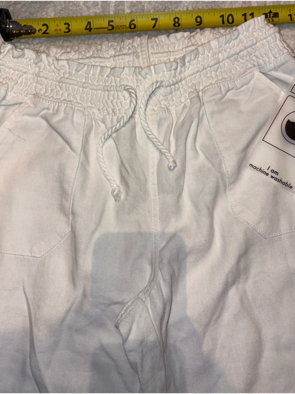 Ci Sono White Linen-Blend Pants with Drawstring - Picture 2 of 4